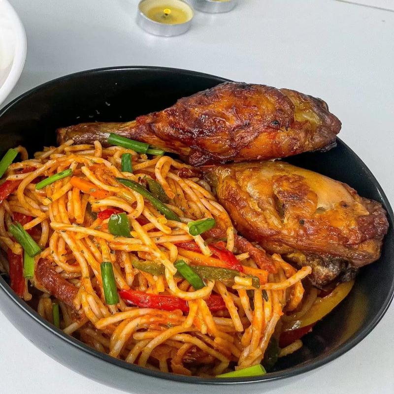 Spaghetti with Chicken - Authentic Nigerian food from NaijaKitchenUK